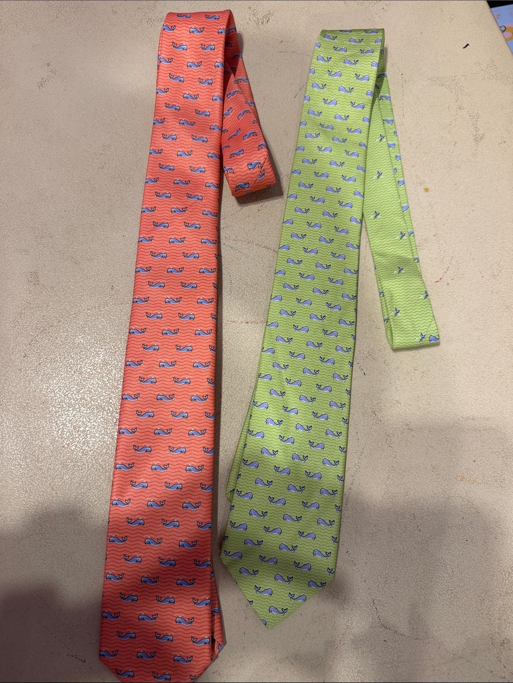 Tommy Hilfiger Coral and Lime Whale Print Neckties